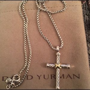 David Yurman Crossover two tone cross with chain